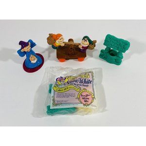 Disney Snow White Seven 7 Dwarfs Kids Meal Toys Lot Of 4 Mine Train Dopey 90s